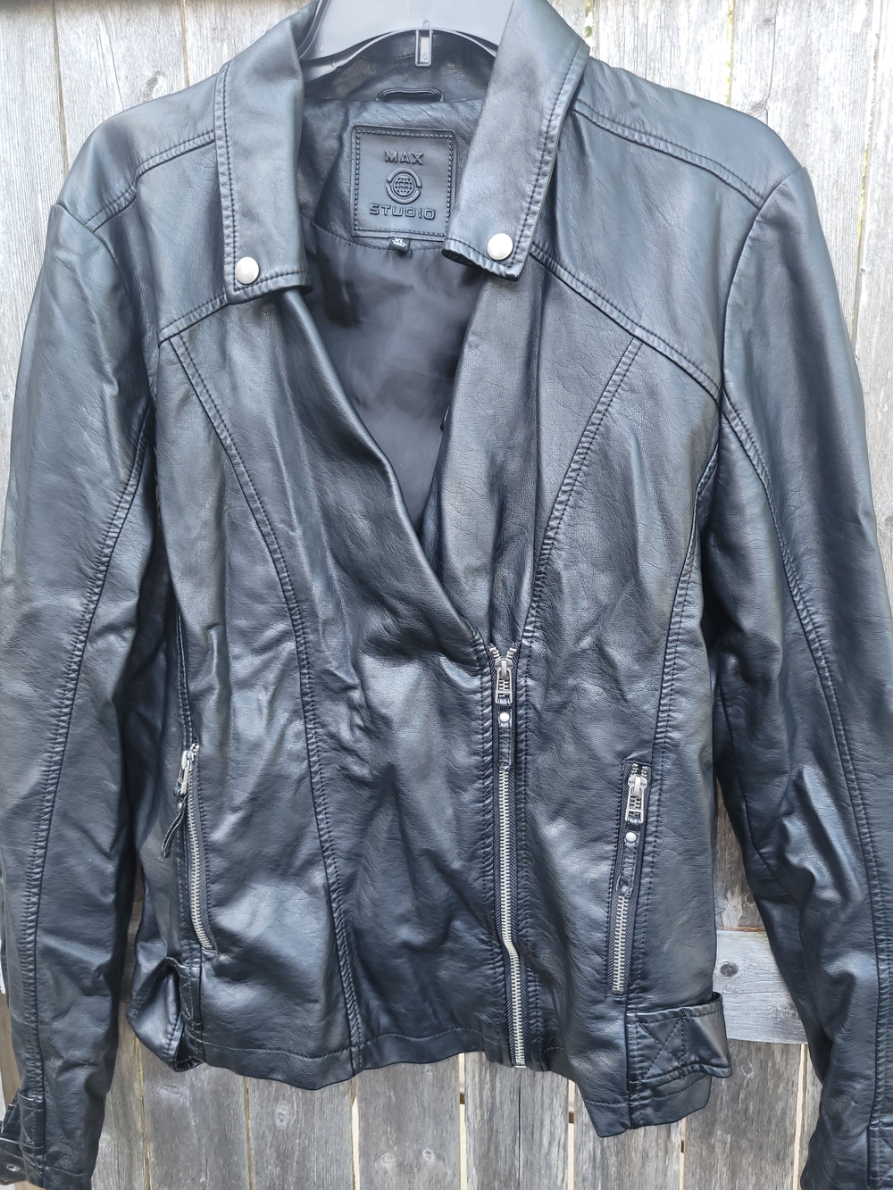 Max Studio Women's Black Faux Leather Moto Jacket